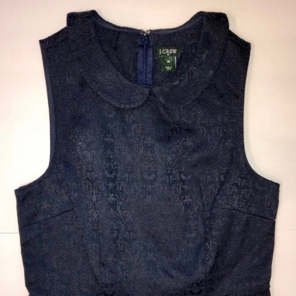 J. Crew Navy Jacquard Collared Peplum Top - Picture 3 of 5